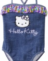 Hello Kitty Girls 2-6X Toddler One Piece Swimsuit, Blue, 2T