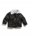 GUESS Kids Boys Toddler Bomber Jacket With Hat, BLACK (18M)