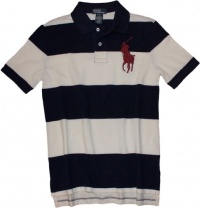 Polo Ralph Lauren Boy's Big Pony Striped Mesh Polo Shirt (L (14-16))