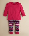 Cozy waffleknit textures and seasonal prints bring a familiar comfort to Splendid Littles' shirt and pant set.