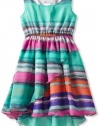 Bonnie Jean Girls 7-16 Magenta Stripe Chiffon Dress, Magenta, 10