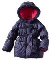 Pink Platinum Girls 7-16 Square Dot Puffer Jacket, Navy, 3T