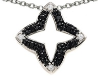 Star Shaped Black and White Pendant in .925 Sterling Silver LIFETIME WARRANTY