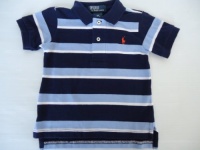 Ralph Lauren Polo Pony Baby Boy Mesh Shirt with Blue Stripes, Size 9 Months