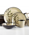 Depicting a soft branch motif in reflective glaze, the Montville Garden dinnerware set introduces beautiful, earthy tones to your table. From Gibson.