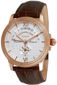 Stuhrling Original Men's 340.3345K2 Symphony Saturnalia Chairman Automatic Day and Date Brown Leather Strap Watch