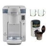 Cuisinart SS-300 Compact Single Serve Brewing System in White + Refillable K-Cup + 2 Piece 10 oz. ARC Handy Glass Coffe Mug