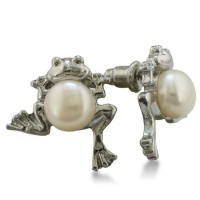 Frog Shaped Freshwater Pearl Earrings