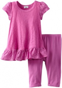 Splendid Littles Baby-Girls  Lace Slub Short Sleeve Tunic Set, Tulip, 12-18 Months