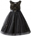 Bloome Girls 7-16 Soutache Sparkle Special Occasion Dress, Black/Gold, 8