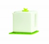 Make My Day Tea Cube Ceramic Teapot with Infuser, White with Lime Green Accent