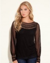 GUESS Addison Long-Sleeve Top, JET BLACK (SMALL)