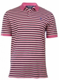 Polo Golf by Ralph Lauren Pro Fit Vintage Mesh Polo Shirt (XX-Large, Pink/Navy/White)