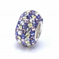 Bella Fascini Purple, Yellow & Crystal Clear Mix, Swarovski Crystal Element Pave Beads, Sterling Silver European Charm