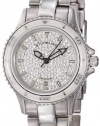 Stuhrling Original Women's 250.12EP2 Leisure Ceramic Astera Swiss Made Quartz Date Swarovski Crystal Two Tone White Watch