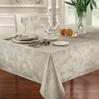 Luxe, cotton covering embellished with an earthy flair of sprigs allover. Suitable for refined entertaining, this tone-on-tone tablecloth is the centerpiece of the Sprig collection.