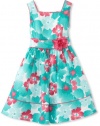 Sweet Heart Rose Girls 7-16 Plus Size Floral Printed Dress, Turquoise/Pink, 14.5