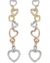 Effy Jewlery 14K Tri Color Diamond Heart Earrings, .25 TCW