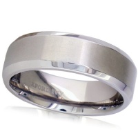 7mm Beveled Edge Comfort Fit Titanium Wedding Band ( Available Ring Sizes 8-12 1/2)