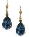 Catherine Popesco 14K Gold Plated Montana Blue Swarovski Crystal Teardrop Earrings