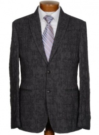 John Varvatos Mens Fitted Blue Plaid Wool Distressed Sportcoat 40R Euro 50 Made in Italy