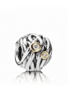 A luxurious woven design highlights three 14K gold bezel-set diamond accents. Charm by PANDORA.