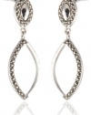 Judith Jack Turq Matrix Sterling Silver and Swarovski Marcasite Linear Loop Drop Earrings