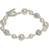 Carolee Pearl 3 Pave Ball Bracelet (White)