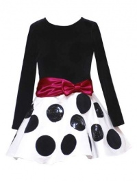 Rare Editions Baby Girls Black Velvet Flocked Holiday Dress, Black, 2T