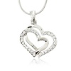 Crystal Double Heart Charm Pendant Necklace Fashion Jewelry