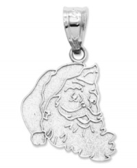 Get in the spirit Santa style! This charmingly-intricate charm features the man with the beard himself, crafted in 14k white gold. Chain not included. Approximate length: 4/5 inch. Approximate width: 3/5 inch.