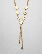 Wear your hearts on your neck with this sweet and sparkling style. Glass stoneGoldtone-plated brassLength, about 27.5Pendant size, about 3Spring ring closureImported 