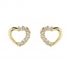 14K Yellow Gold Plated Open Heart CZ Stud Earrings with Screw-back for Children & Women