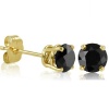 10K Yellow Gold Black Diamond Stud Earrings (1.00 cttw)