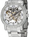 Stuhrling Original Women's 531L.11112 Classic Delphi Canterbury Automatic Skeleton Swarovski Crystal Accented Silver Dial Watch