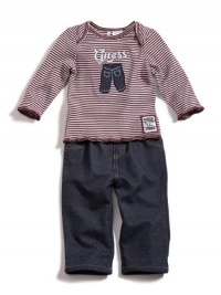 GUESS Tee Shirt and Pants Set, NAVY (6/9M)