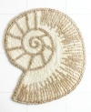 Life's a beach! Charm your bathroom in a look of seaside-inspired beauty with this shell shaped bath rug. Tufted with latex backing.