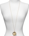 Designed by Nicole Richie, a charming medallion locket necklace on a gold tone chain.