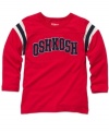 This sporty long sleeve Osh Kosh t-shirt is the perfect companion for all of his on and off the field activities.