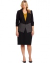 DKNYC Women's Plus-Size Long Sleeve Cutaway Soft Suiting Jacket, Black, 16W