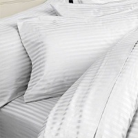 Egyptian Bedding 1500 Thread-Count, King Pillow Cases, White Stripe, Set of 2