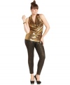 Unleash your wild side with Baby Phat's ponte-knit plus size skinnies, flaunting a metallic zebra-print.