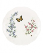 Fresh from the garden, Butterfly Meadow Herbs dinner plates from Lenox feature sturdy porcelain with flowering herbs and a delicately scalloped edge.