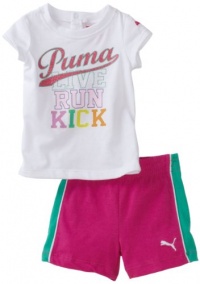 Puma - Kids Baby-girls Infant Jersey Tee And Short Set, White, 18 Months