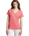 HUE Women's Solid Short Sleeve V-Neck Tee