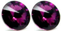 12MM Lavender Violet Purple Simulated Amethyst Swarovski Crystal Elements Round Stud Earrings, Hypoallergenic Posts