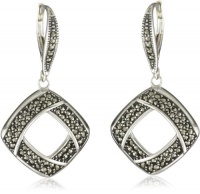 Judith Jack Sterling Silver and Marcasite Pave Square Drop Earrings