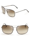 Burberry adds a dash of its signature plaid in subdued fashion to chic, minimalistic aviator sunglasses.