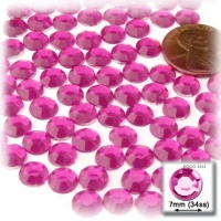 144pc Rhinestones Round 7mm - 34ss flatback Hot Pink or Rose HPK