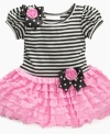 Get groovy. Swing her around and have some fun in this adorable striped ruffle dress from Bonnie Jean.